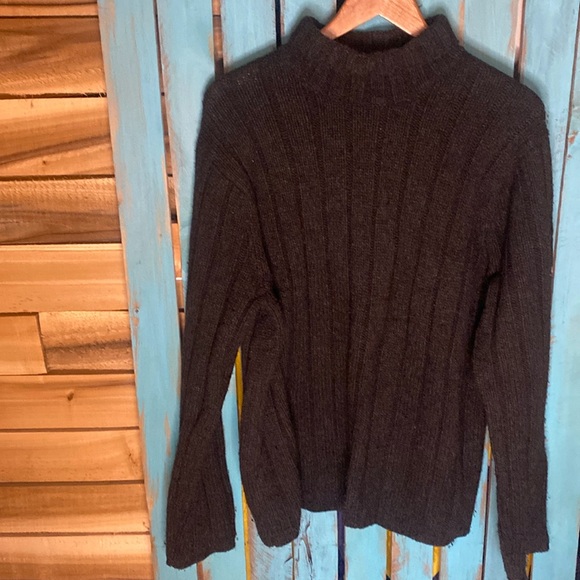 Vintage 90s Abercrombie & Fitch turtleneck sweater medium charcoal wool acrylic - Picture 1 of 5